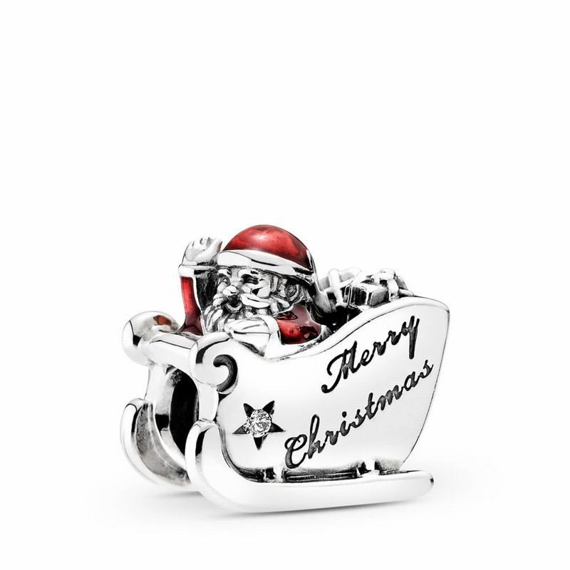 Pandora Sleighing Santa Charm - Sterling Silver/Enamel/Red/Cubic Zirconia - Canada | MZ3999NW